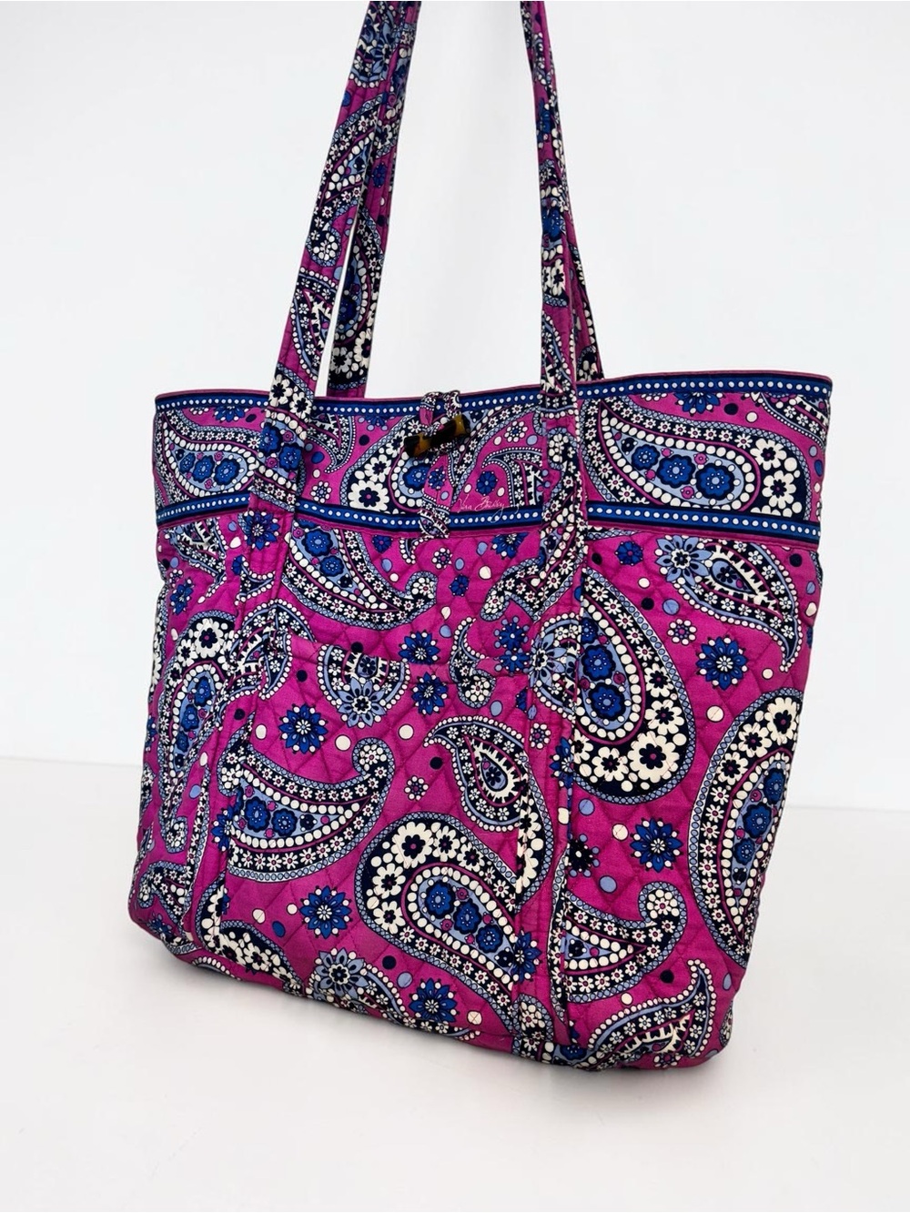 Vera Bradley Boysenberry Retired Tote Bag Purple Paisley Quilted Cotton